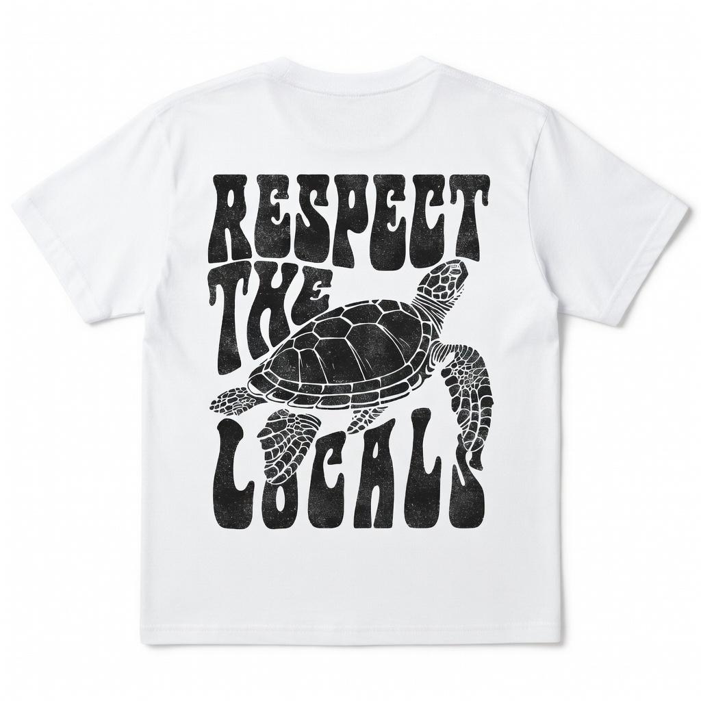 Respect The Locals Ocean Shirt Sea Turtle Graphic Tee Ocean Animal Conservation Shirt Ocean Lover Gift Marine Life Awareness Apparel Coastal Nature Sweatshirt Seaside Summer Top