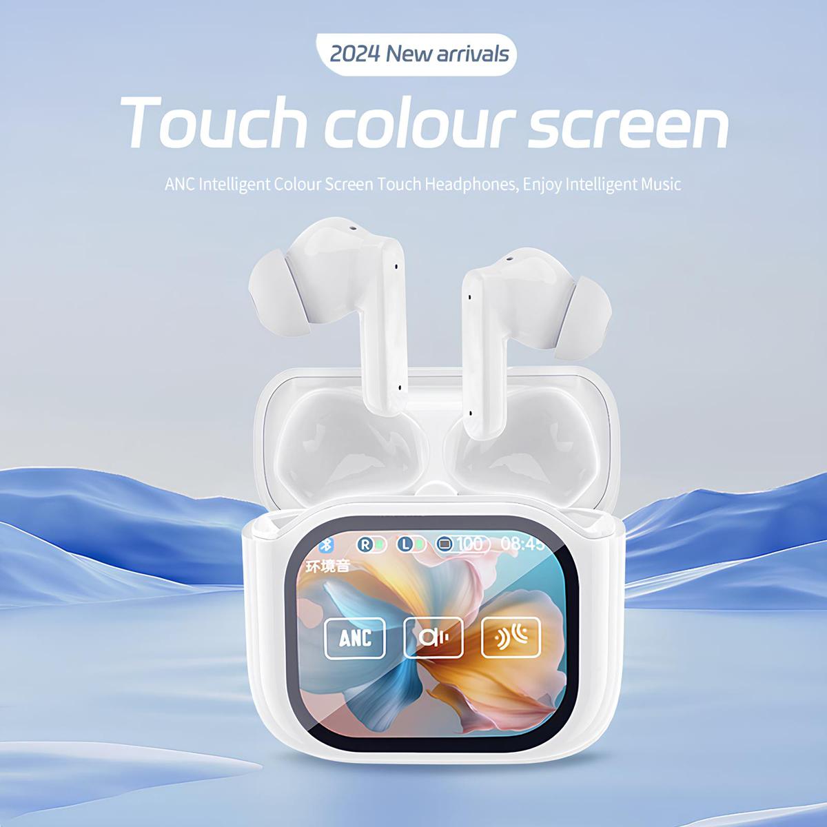 Wireless Earbuds with Smart Touch Screen Case, Ear Buds Active Noise Cancelling,Playtime for Sports & Working, Headphones for iPhone/Android/iPad Audio Charging Bluetooth Wireless Earbuds with Smart Touch Screen Case, Ear Buds Active Noise Cancelling,Playtime for Sports & Working, Headphones for iPhone/Android/iPad Audio Charging Bluetooth