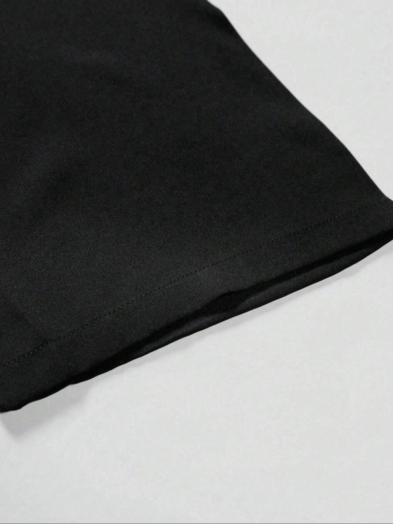 Men's Solid Color Open Front 3/4 Sleeve Loose Plain Shirt, Casual Comfy Top for Daily Wear, Men's Clothes for All Seasons