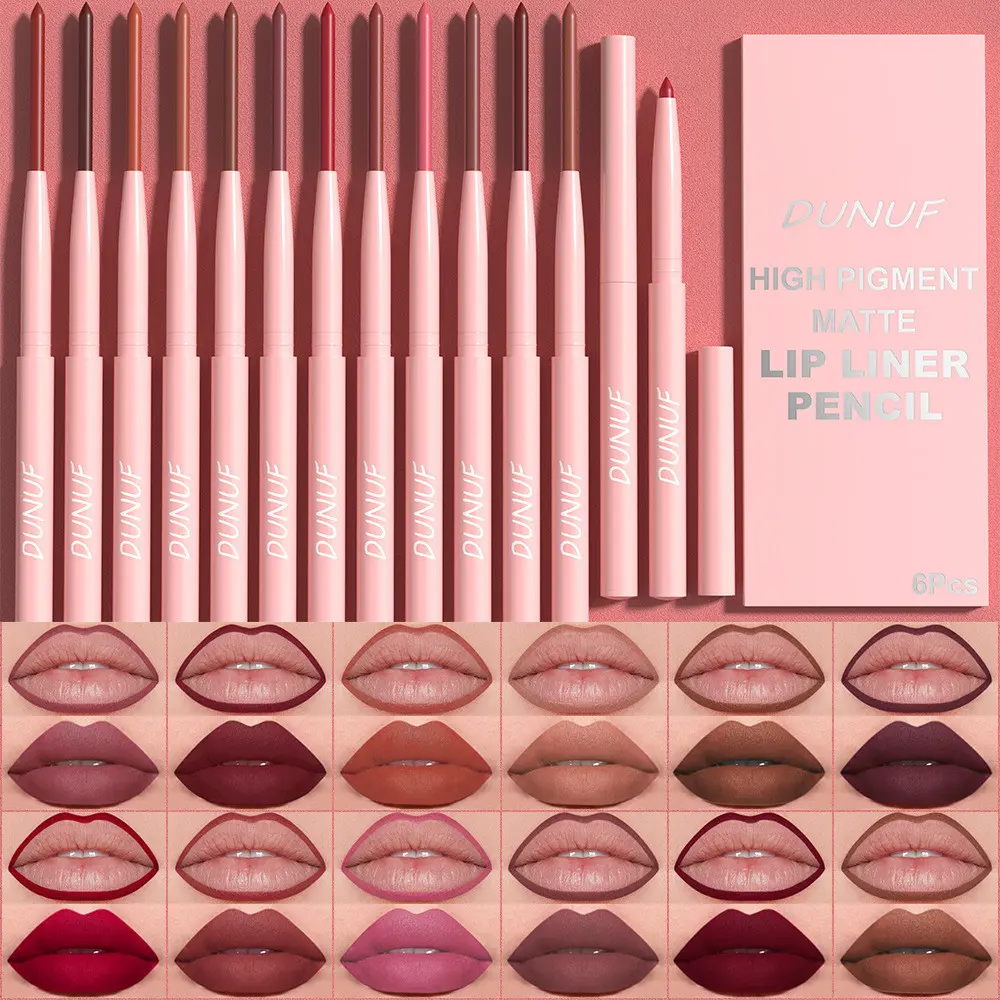 12-Piece Lip Liner Set, Velvet Matte Finish, Smooth Automatic Rotating Contouring Lip Pencil, Easy Application, Perfect for Stage and Holiday Makeup