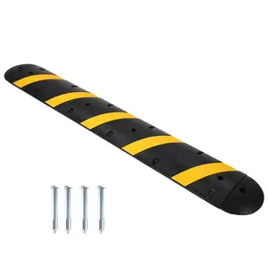 Rubber Speed Bump (1/2 Pack) ,  6 FT 22,000 LB Capacity Modular Traffic Hump for Road & Driveway, 2 Channel Floor Cord Cover  for Asphalt, Concrete, Gravel, Durable & Portable