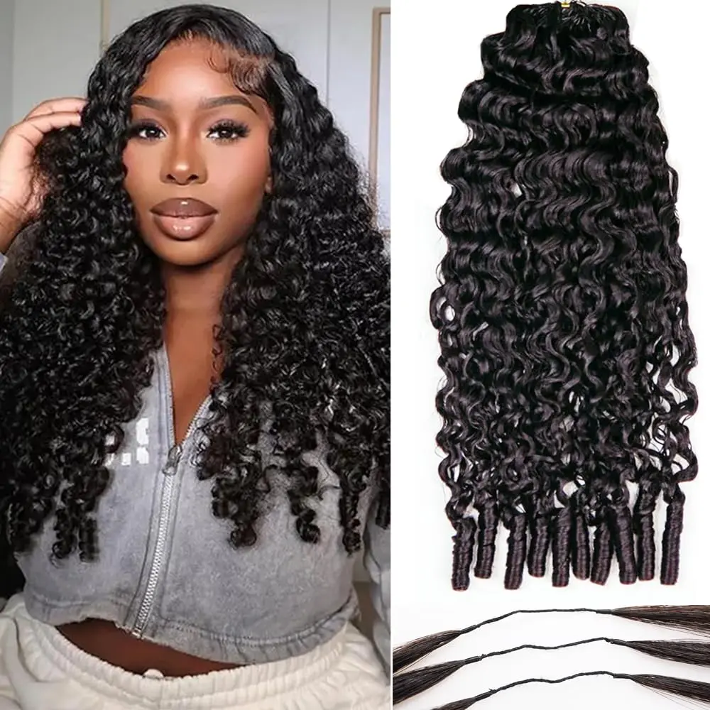 Crochet Human Hair for Black Women Miracle Knots Pre Looped Burmese Curly Human Crochet Hair Pre-Separated Knotless Invisible Crochet Hair Extensions for Boho Braids 14 Inch 1 Pack 60g