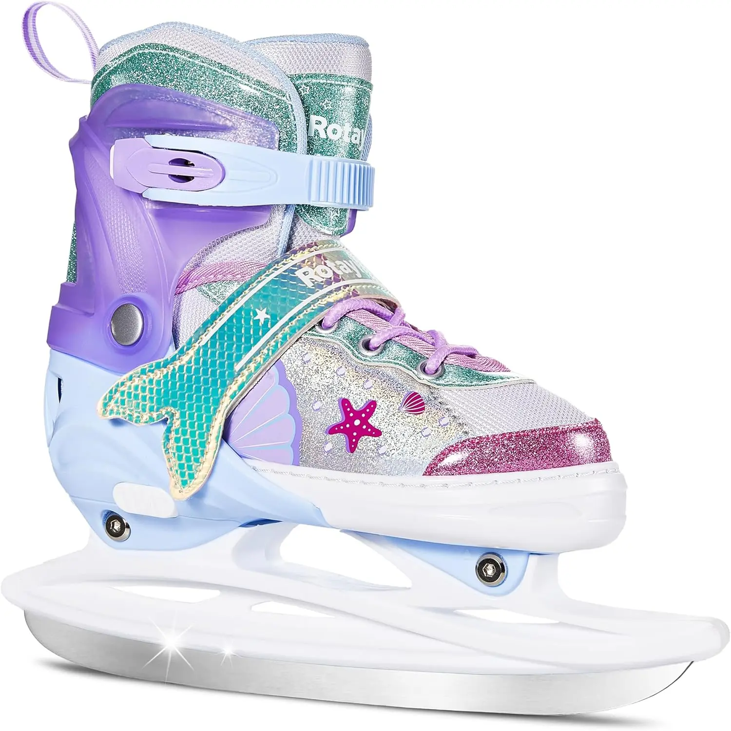 Mermaid Tail Girls Ice Skates, Adjustable Ice Skates for Kids Youth Ages 3-12, Toddler Ice Hockey Skates for Beginners, Warm Ice Skating Shoes for Outdoor and Rink