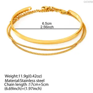3Pcs Stackable Stainless Steel Bracelets Snake Box & Cuban Chain Layered Cuff Bangle Set Fashion Jewelry