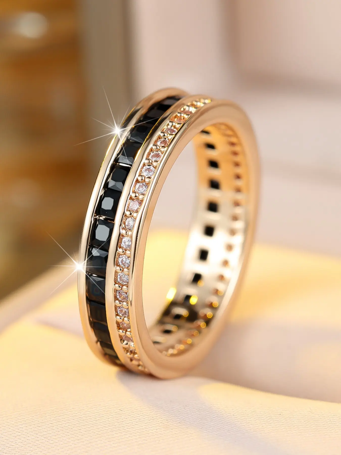 Elegant Infinity Band Rings for Women and Man Rhinestone Decor Stackable Cuff Rings Delicate Jewelry Perfect for Engagement Weddings Party, Daily Wear Anniversary Gift for Her