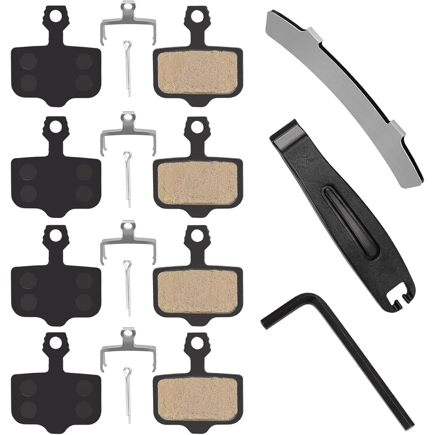 4 pairs of bicycle disc brake pads, suitable for Nutt hydraulic disc brake system| Compatible with Sram brake pads Avid Elixir E1 E3 E5 E7 E9 ER CR XO XX DB1 DB3 DB5, mountain bike brake pads come with tools (semi-metallic)