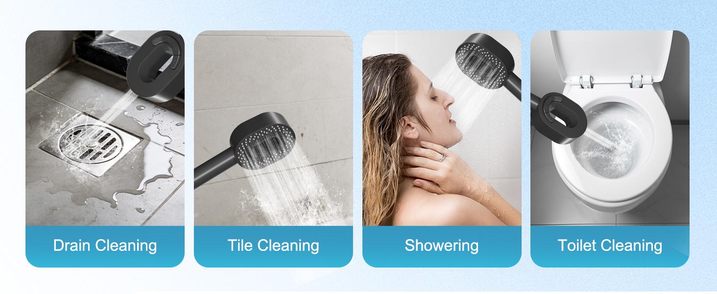 Filtered Showerhead with handheld, High Pressure 5 Sprays Handheld Shower Head with Brass Holder & 71" Metal Hose, Water Softener for Hard Water-Remove Chlorine, Reduces Dry Itchy Skin, Black