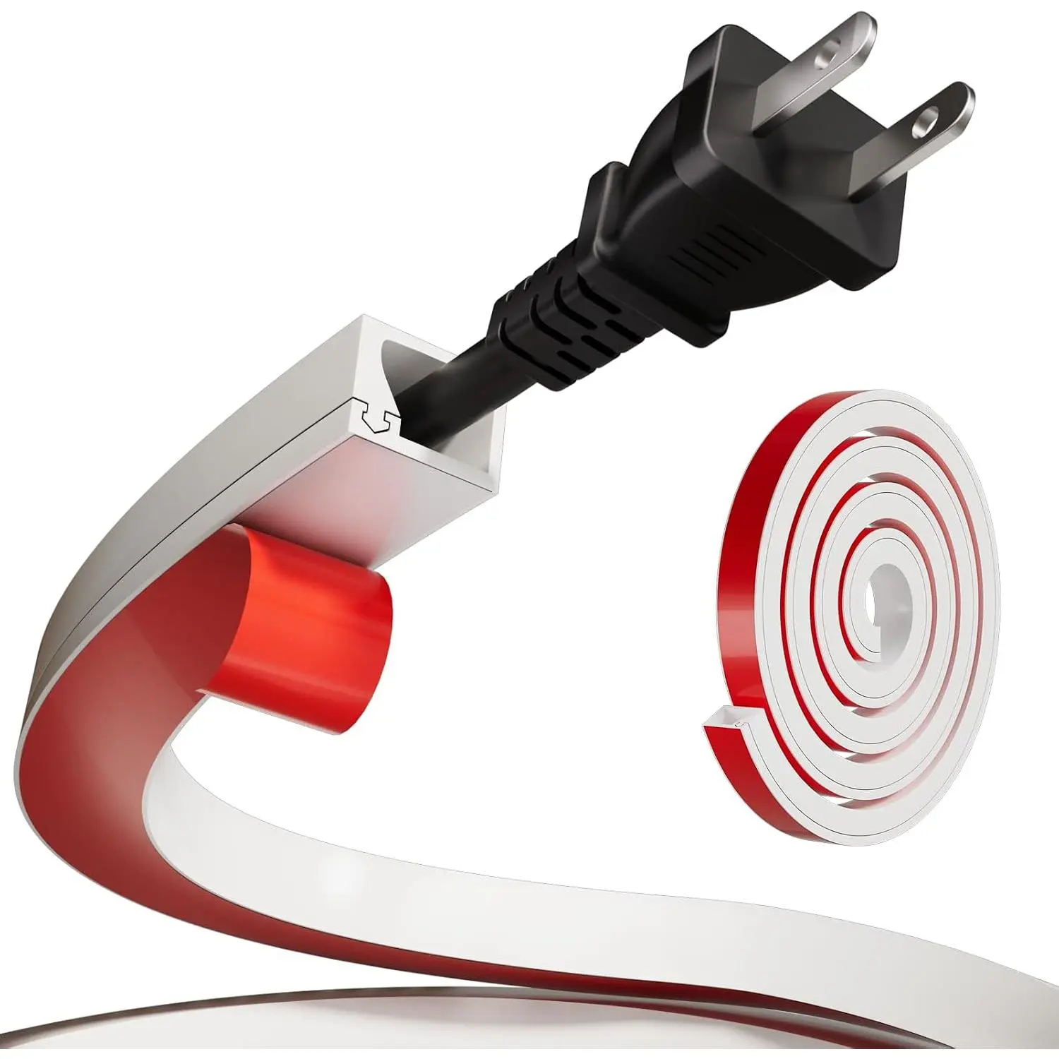 39"  Cord Hider for 1 Cord, Self-Adhesive Side Buckle Wall Cord Cover, Flexible  Raceway for Wall Mounted TV,  Office Desk  Management, White