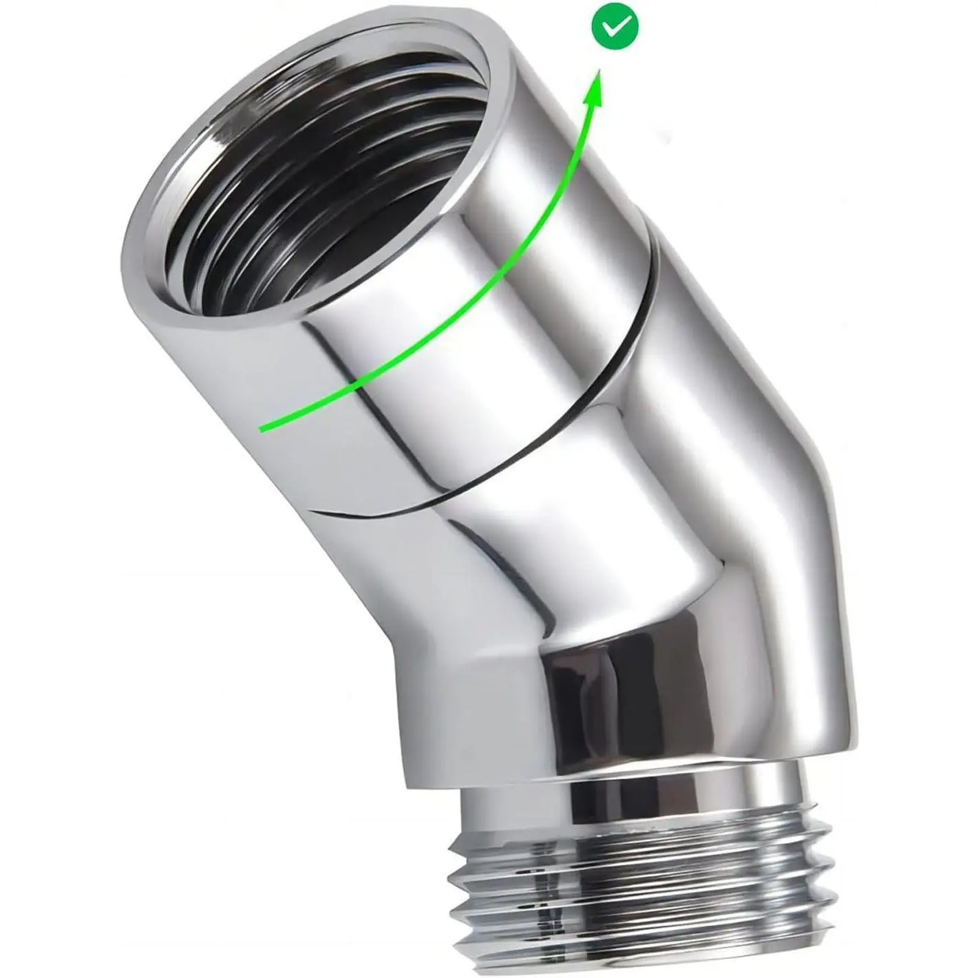 Shower  Adapter,Solid Brass 135  Shower Elbow Adapter,G1/2" Showers  Extension Arm Connector (Chrome) (spinable)