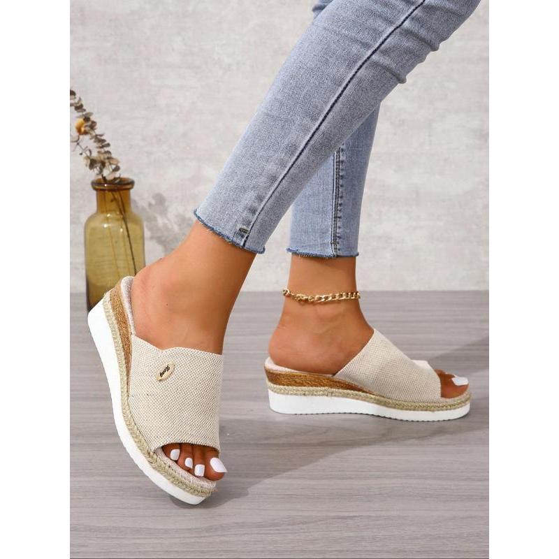 (New)Women's Fashionable Plain Color Wedge Sandals, Casual Comfortable Platform Sandals for Summer, Espadrilles Wedges, Sandals Slippers, Lightweight Breathable Shoes for Daily Wear, Footwear