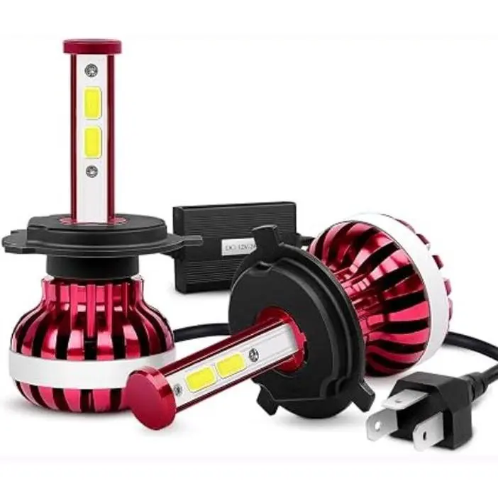 20018H Red 2PCS 30W H4/9003 Super Bright LED Headlight Conversion Kit - Plug-In Car Accessory Bulbs, 6000K (1 Pack), 30W Power