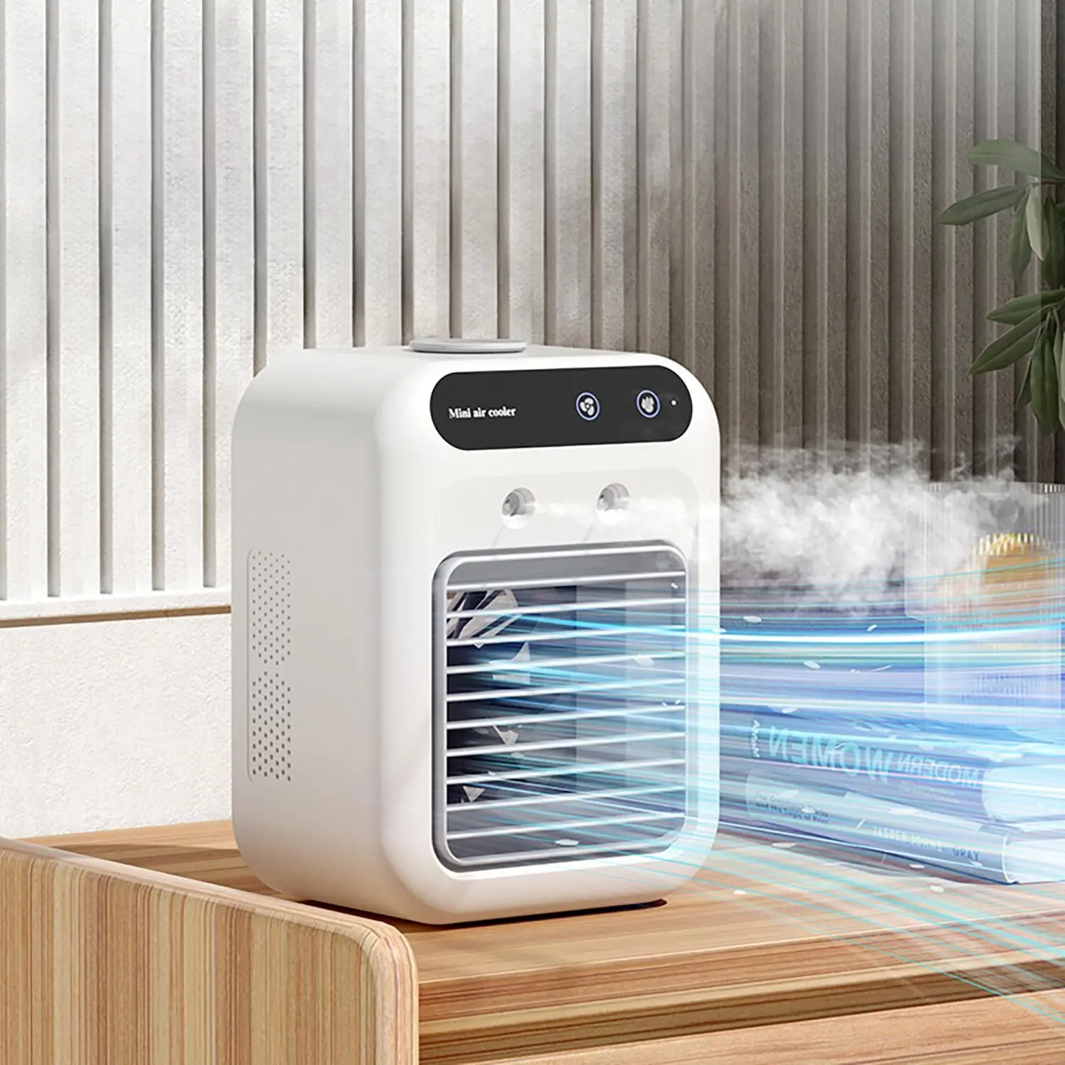 Portable Multifunction Fan, Multi-Function USB Rechargeable 3-In-1 Air Cooler, Dual Mist Setting, Strong Wind Speed, Mini Fan for Room Living Room