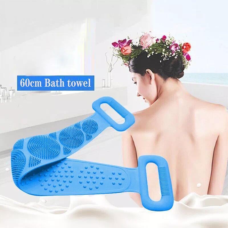 1PCS Fashion Silicone Bath Body Brush, Exfoliating Long Silicone Body Back Scrubber, Bath & Body Brushes, Shower Brush, Double-sided Brush