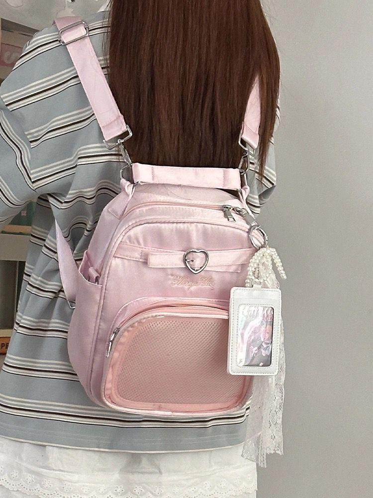 Y2K New Women Cute Ita Backpacks Lolita Girl Transparent Bag Fashion Shoulder Crossbody Bag Large Capacity DIY Display Knapsacks