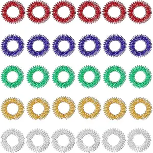 30 Pieces Acupressure Rings Spiky Sensory Rings for Fingers Stress Relief Fidget Sensory Massager for Teens Adults