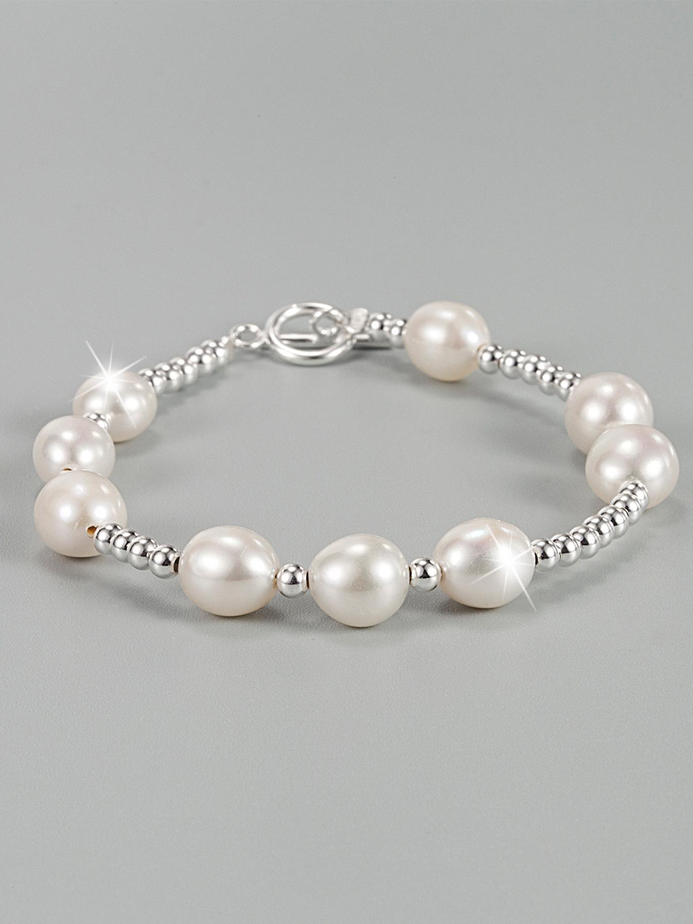S925 Sterling Silver Freshwater Pearl Decorated Bracelet, Fashion Jewelry for Party, Daily Clothing Decor, Trendy All-match & Exquisite Jewelry for Birthday Gift