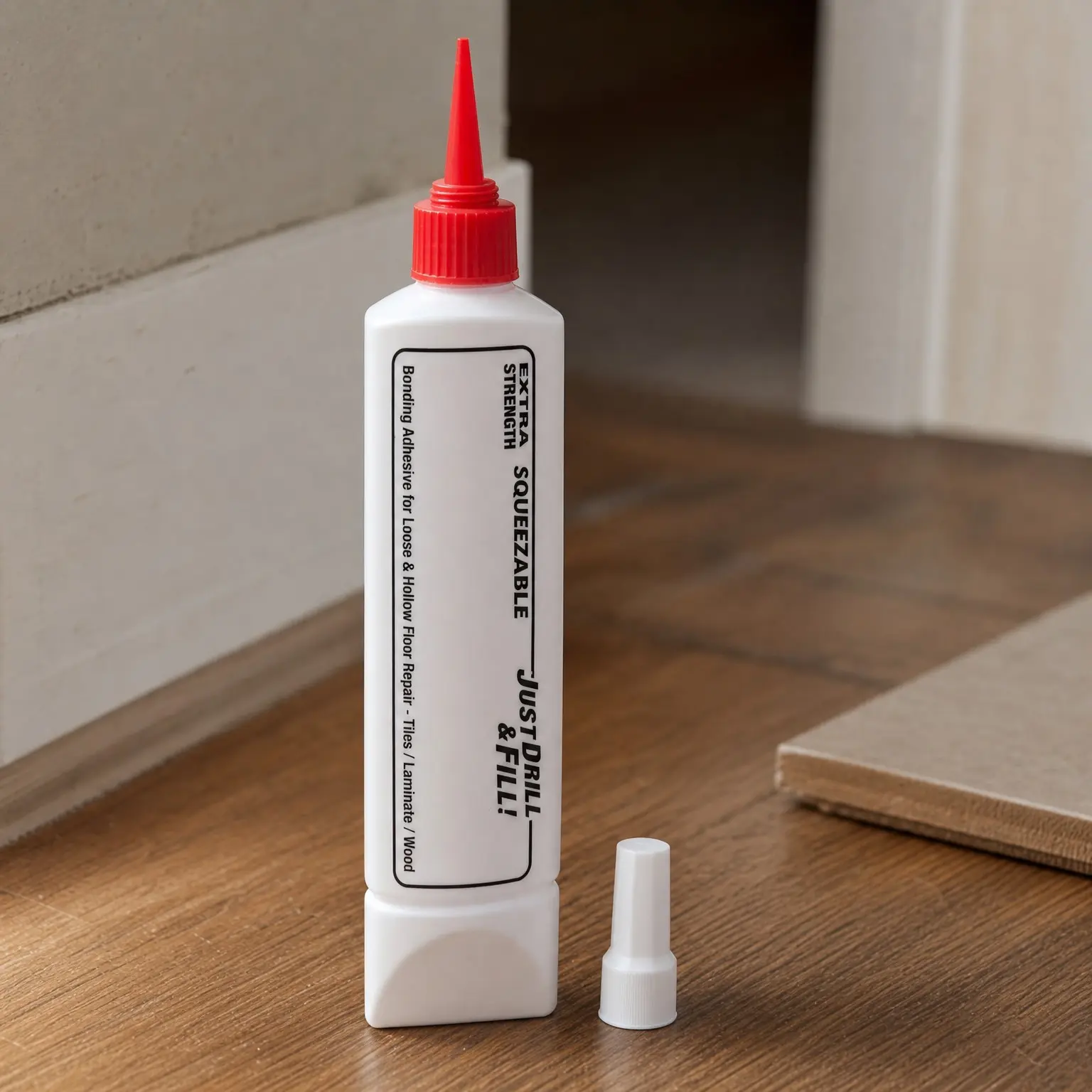 All-in-One Repair Adhesive for Loose, Hollow, Creaky Tiles, Laminate & Wood – Just Drill & Fill! Easy Squeezy! Made in USA | Squeezable Vinyl Floor Adhesive, 300ml Tube, Versatile Injector SolutionGift