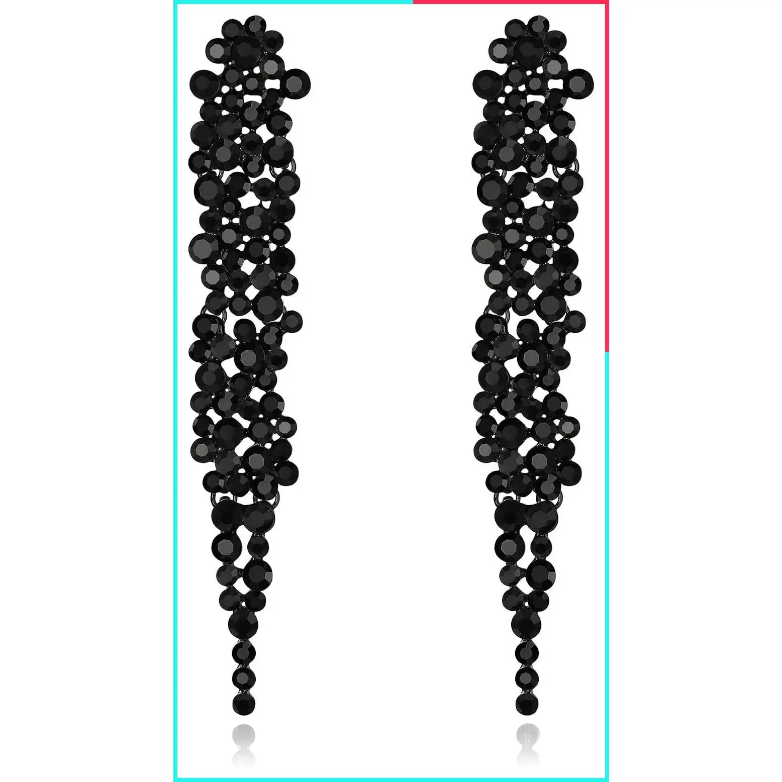 Rhinestone Art Deco Crystal Long Chandelier Dangle Earrings for Women, Wedding Prom Banquet Statement Jewelry, Bride