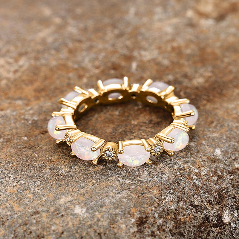 Bestselling Bridal Oval Opal Stackable Ring | Rose Gold Plated Full Eternity Band for Women