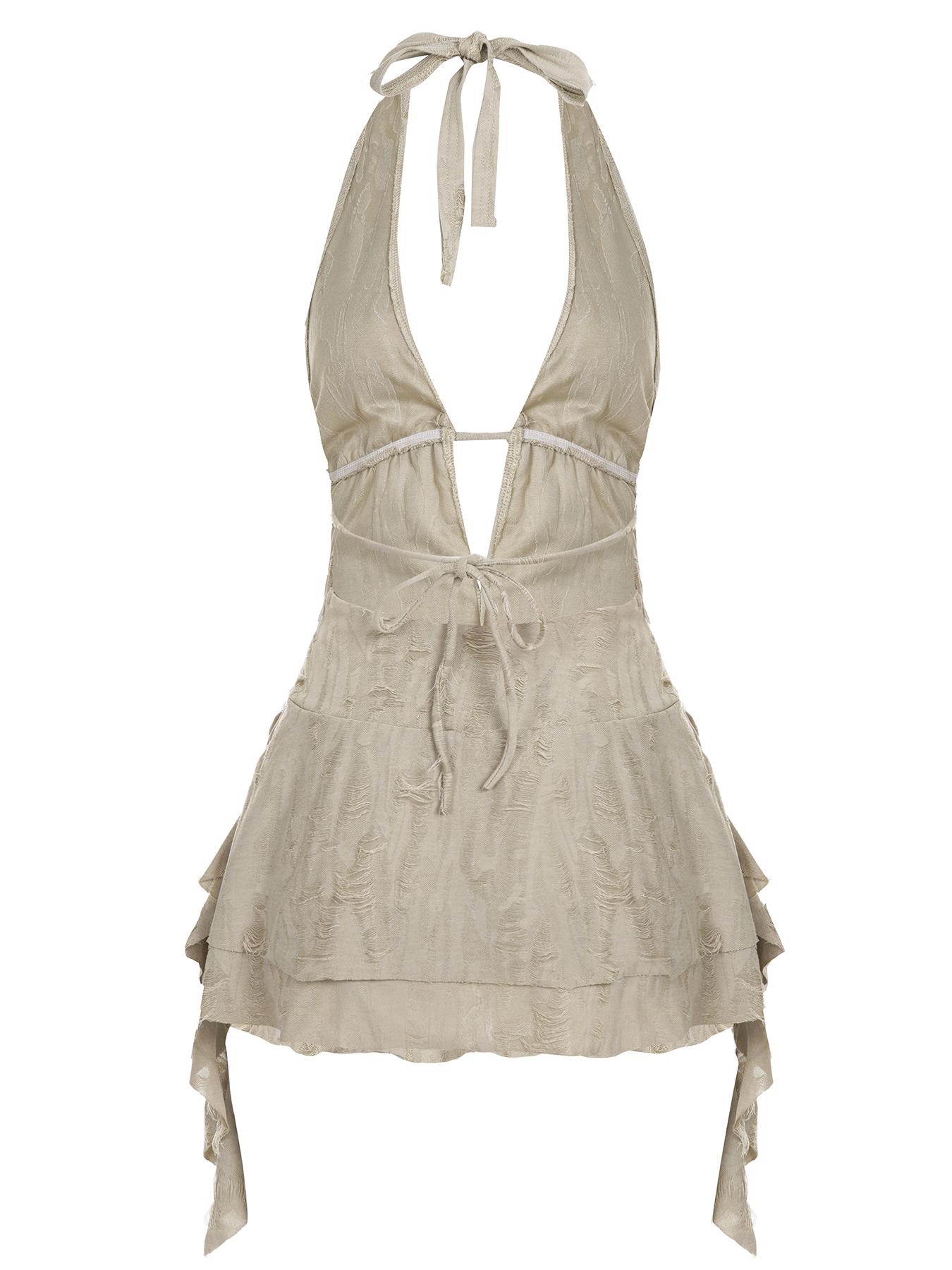 Women's Solid Color Backless Casual Comfy Dress, Sleeveless Summer Dress for Parties, Clubs and Dates, Ladies Summer Clothes, Womenswear