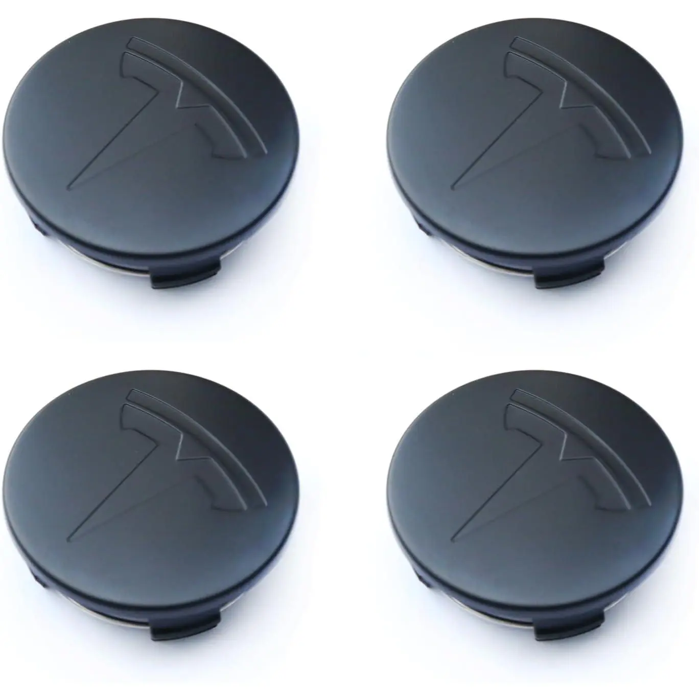 Matte Black Aftermarket Wheel Rim Hub Centre Cap Kit Set for Tesla Model 3/Model Y, 4PCS Easy Install Scratch Resistant 20 Lug Nut Covers with Tesla Emblem