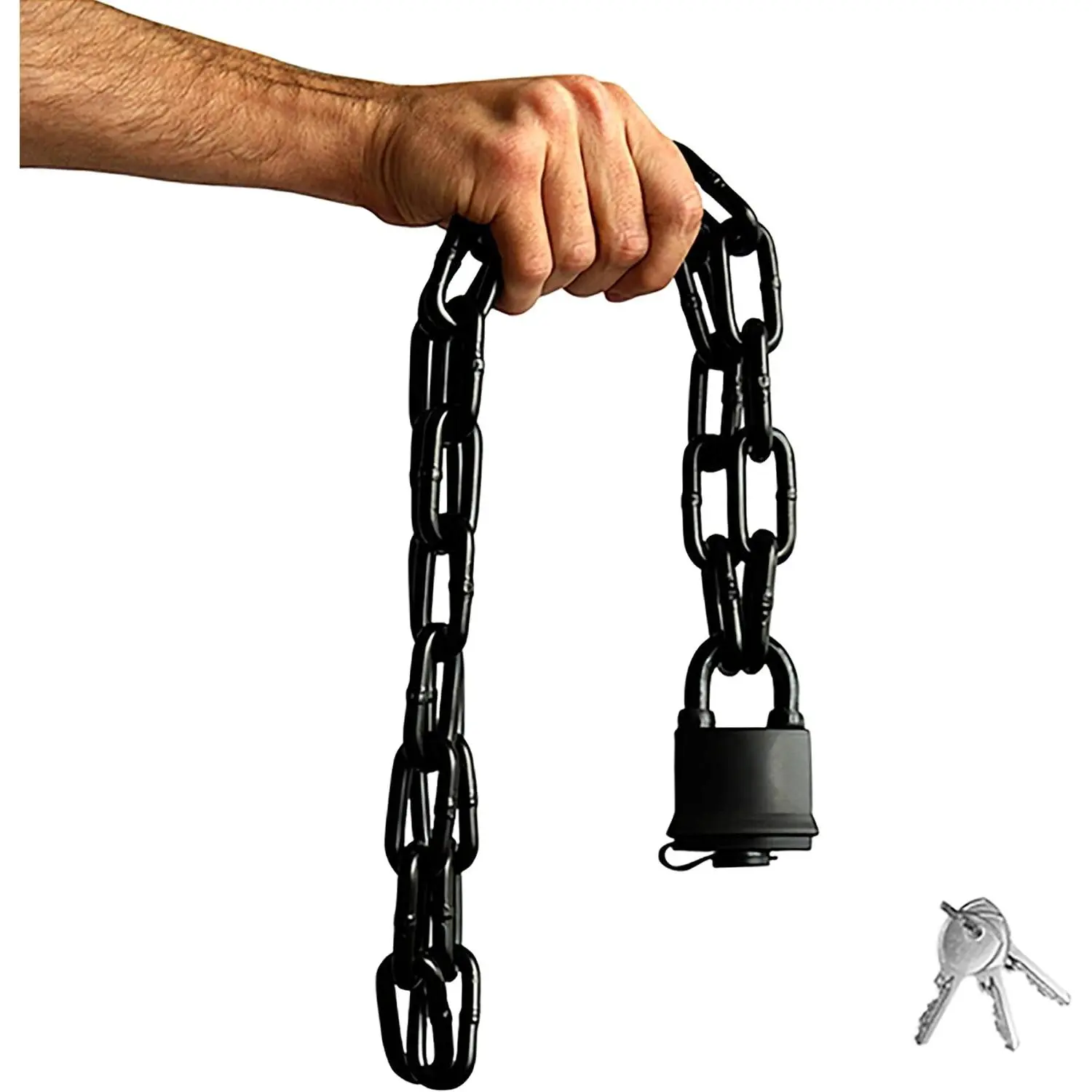 Security Chain Hardened 8mm Thick with a Weather-Resistant Pad Lock - Stainless Steel Heavy Duty Chain Lock for Gate Bike Generator Fence Outdoor - Anti-Rust Galvanized Steel (Black)