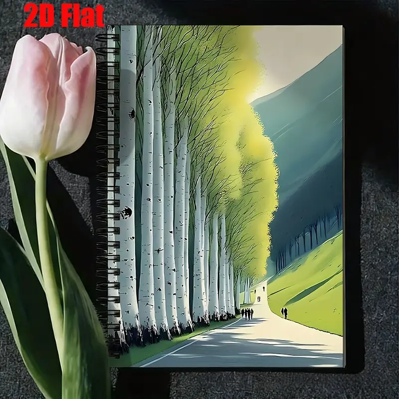 1 Pack Camping Journal Spiral Notebook, 5.7x8.26 Inch, High-Quality Lined Pages, Durable Binding, RV Outdoor Adventure Log, Travel Diary, Perfect Gift for Outdoor Enthusiasts, Ideal for Hiking Trips, Summer Vacation, Birthday Present [2D] Flat