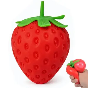Strawberry Squishy, Realistic Strawberry Stress Ball, Squeezable Toy Fruit Ball,Party Favor Slow Rise Pressure Release Toy Adults