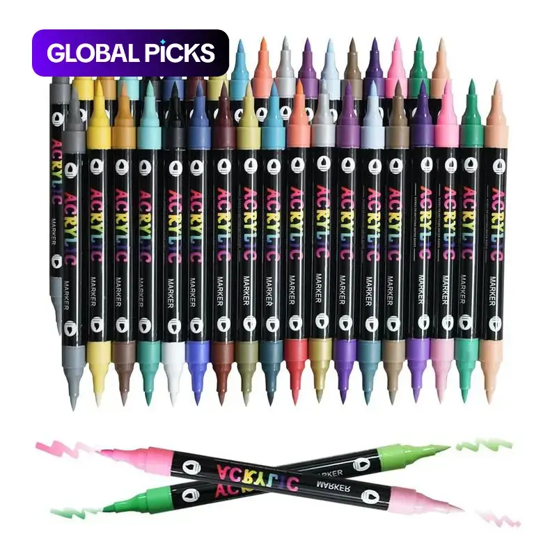 Acrylic Paint Markers, Art Markers Set, 12/24/36-Piece Double-Ended Two-Color Paint Marker Set for Drawing, Rock Painting, Wood, Canvas, Stone, and Glass #GLOBAL PICKS