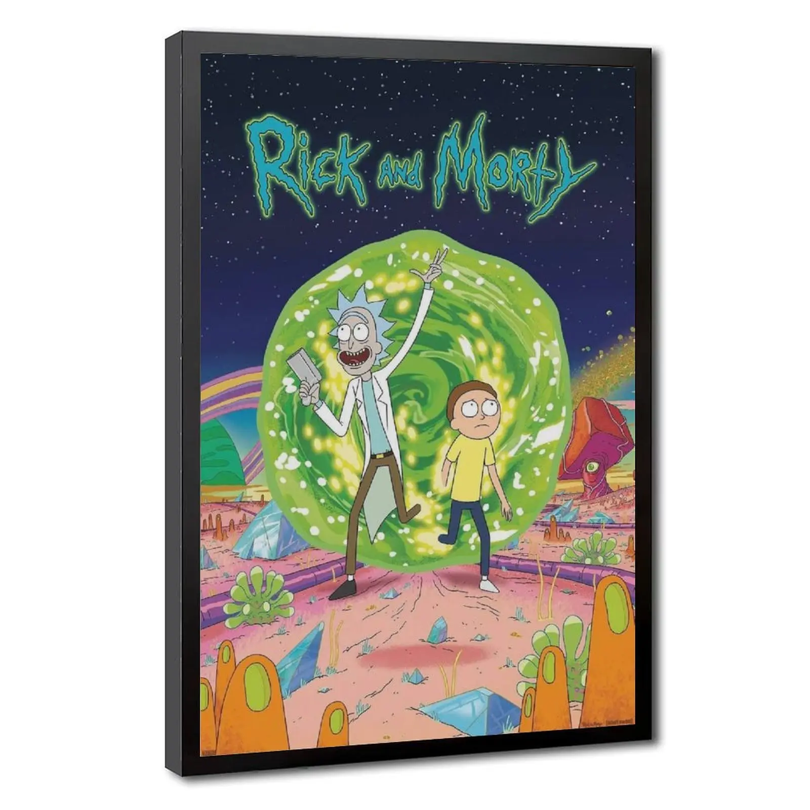 Rick and Morty Alien Canvas Poster, Classic Rick & Morty Alien Planet Scene Sci-Fi Anime Wall Picture for Living Room Bedroom Gaming Room Office Wall Decor