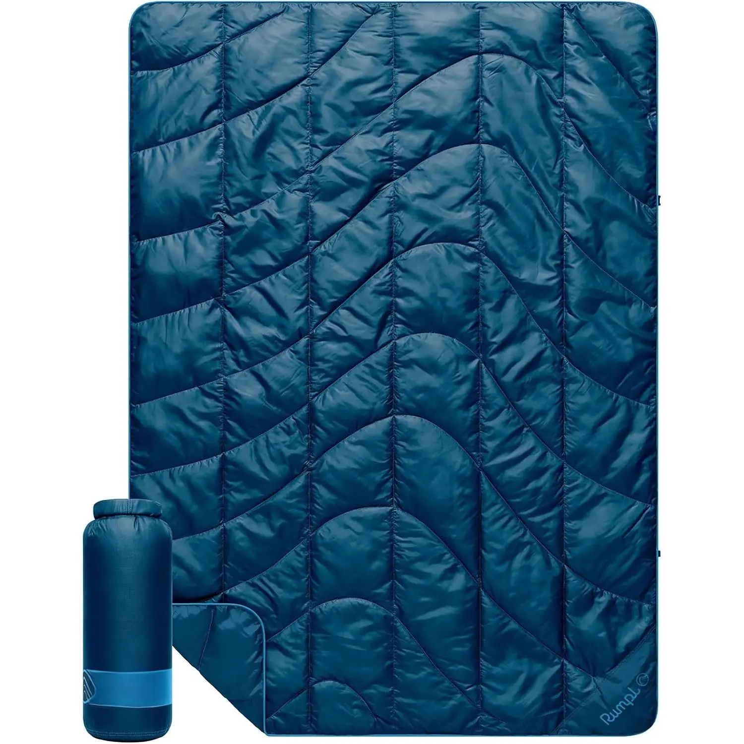 Travel Puffy Ultra-Packable Blanket, Deepwater | Travel-Size Warmth and Comfort, Ultra-Packable Recycled Puffy Blanket with NanoLoft Insulation for Planes and Trains