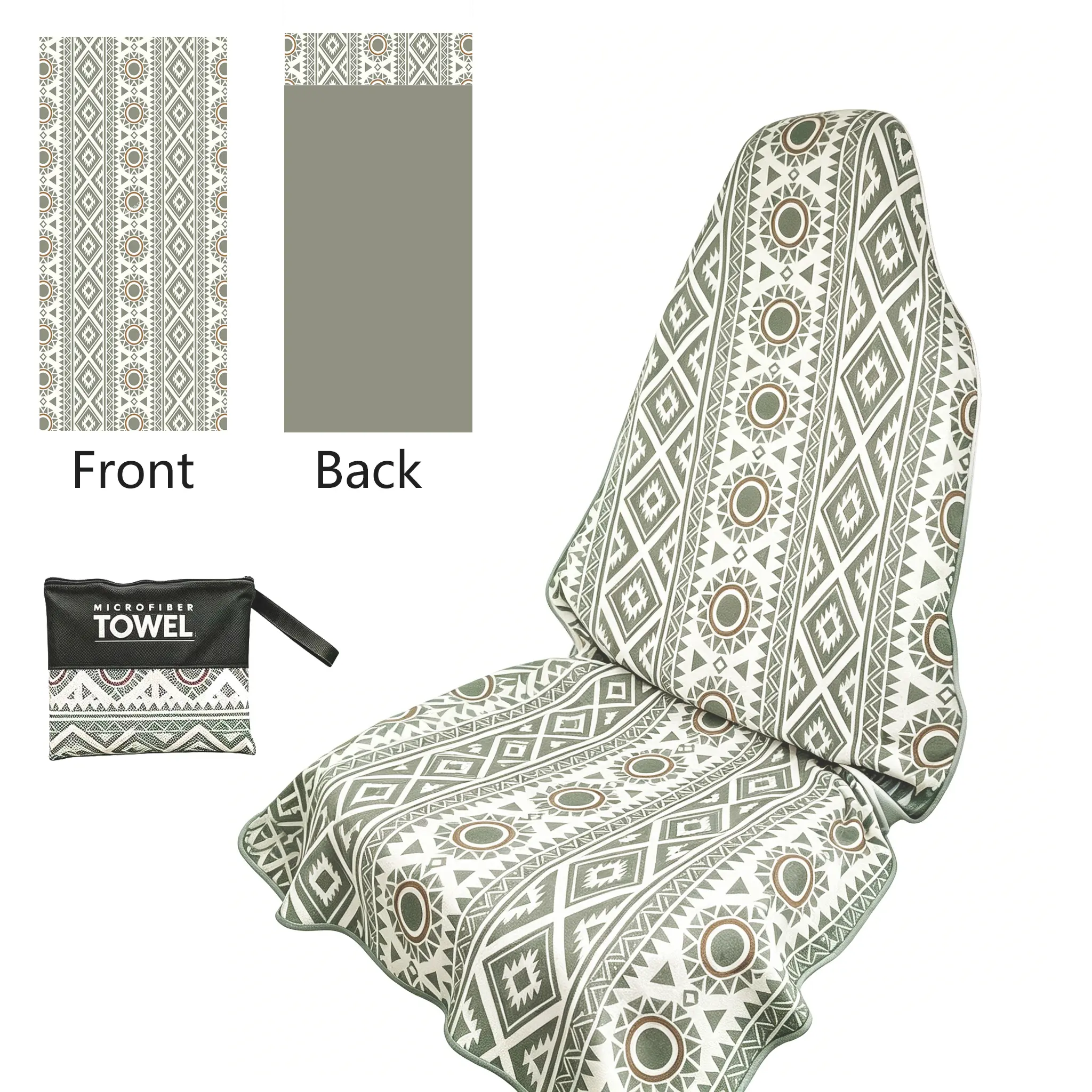 Universal Microfiber Car Seat Cover Towel - Quick-Dry,Non-Slip Auto Seat Protector, Gym & Beach Towel -Double-sided printing, patterned on the front and solid color on the back, suitable for differentWashable Car Interior Accessory for  AccessoriesFor Car