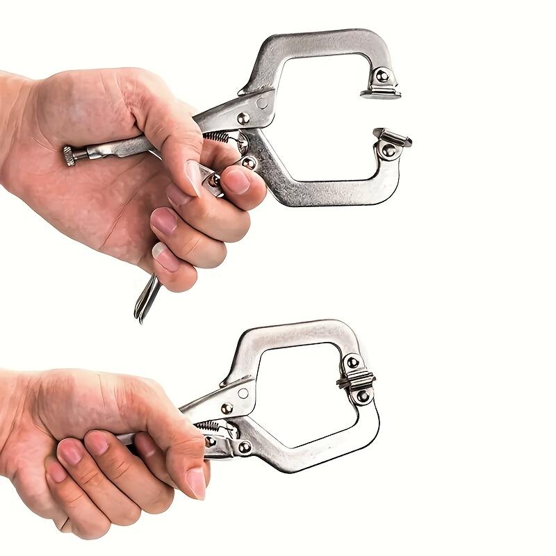 1pc 6in Locking C-shaped Clamp, Locking Pliers Adjustable Welding Clamp, Heavy-duty Pliers, C-shaped Square Mouth Clamp Woodworking Clamp, Manual Clamp Fixed Pipe Clamp, Suitable for Shops, Homes, Farms And Cars