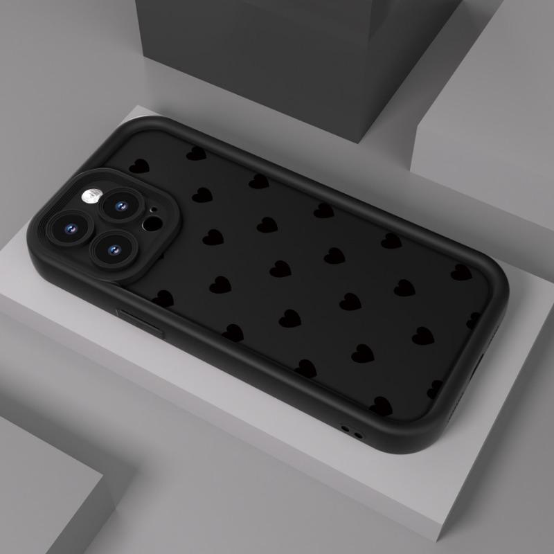 Popular Love Heart Pattern Case for iPhone 17 16 15 14 Pro Max 13 12 11 XR XS Air Plus Shockproof Non Slip Military-Grade Protection Silicone Cover