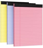 3pcs Legal Pads 8.5 x 11, Notepads 8.5 x 11 College Ruled Notebook, Writing Pads of Paper,Yellow Note Pads, Memo Pad Papers Perforate Legal Notepads Narrow Ruled Line,30 Sheets/Pack