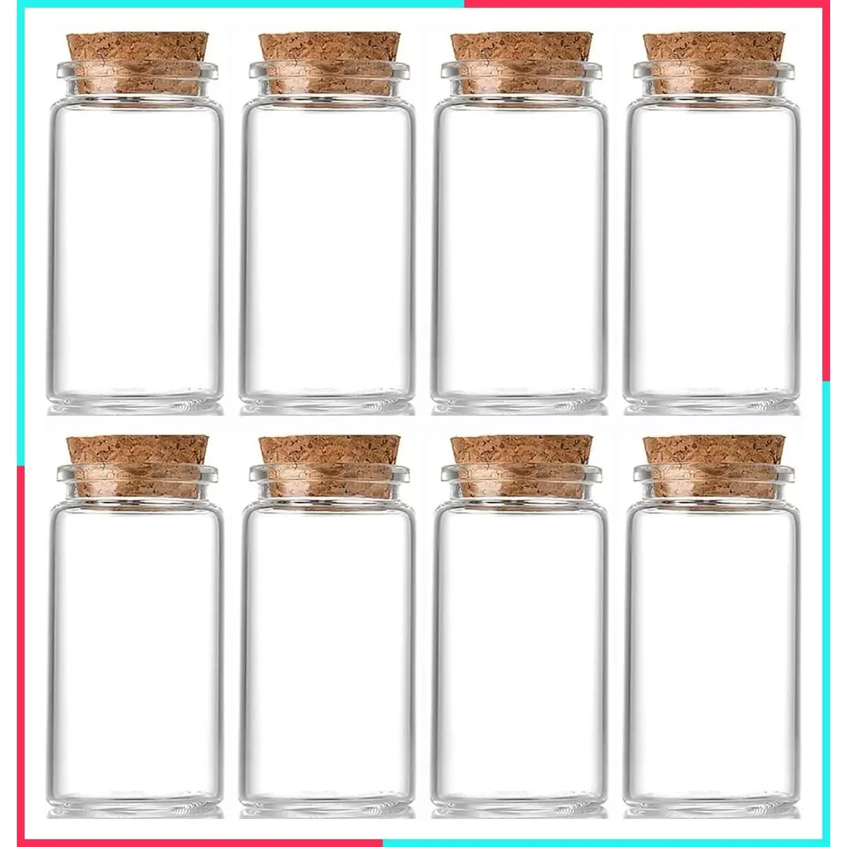8 Pack 50ml Small Glass Bottles with Cork Stoppers - Potion Bottles for Halloween Candy, Decorative Vials Jars, Cute Storage Jars, Wishing Bottles, 37x70mm (1.46x2.76 inch)