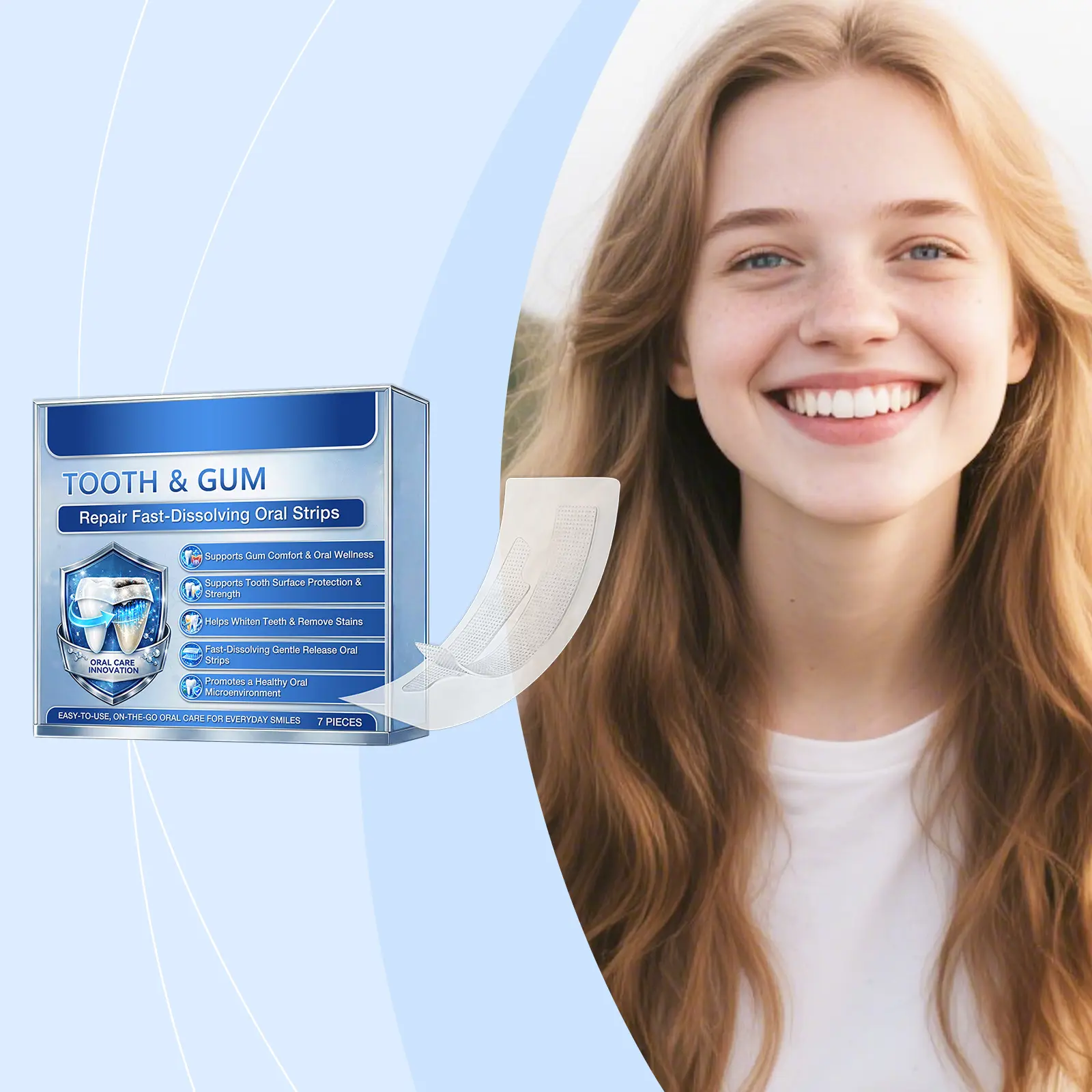 AMZ Teeth Cleaning Strips - Daily dental care for clean teeth, gently cleans stains, comfortably fits for a bright smile, fresh breath, and maintains a healthy oral environment