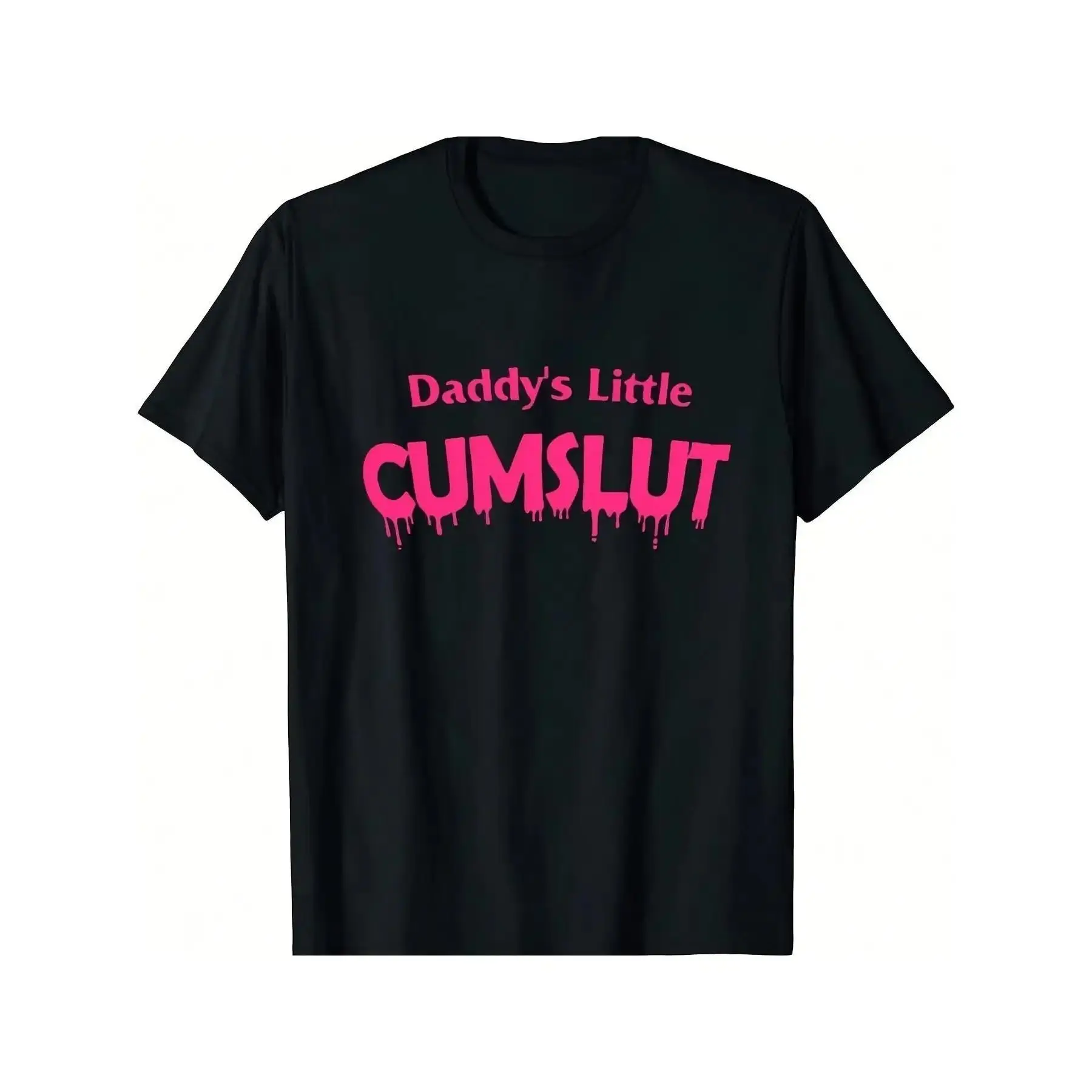 Men's Soft Cotton Blend Fitted Cut Lightweight Fashion T-Shirt - Short-Sleeve Casual Wear, Retro "Daddy's Little Cumslut" Graphic, for Gym & Matching Outfits