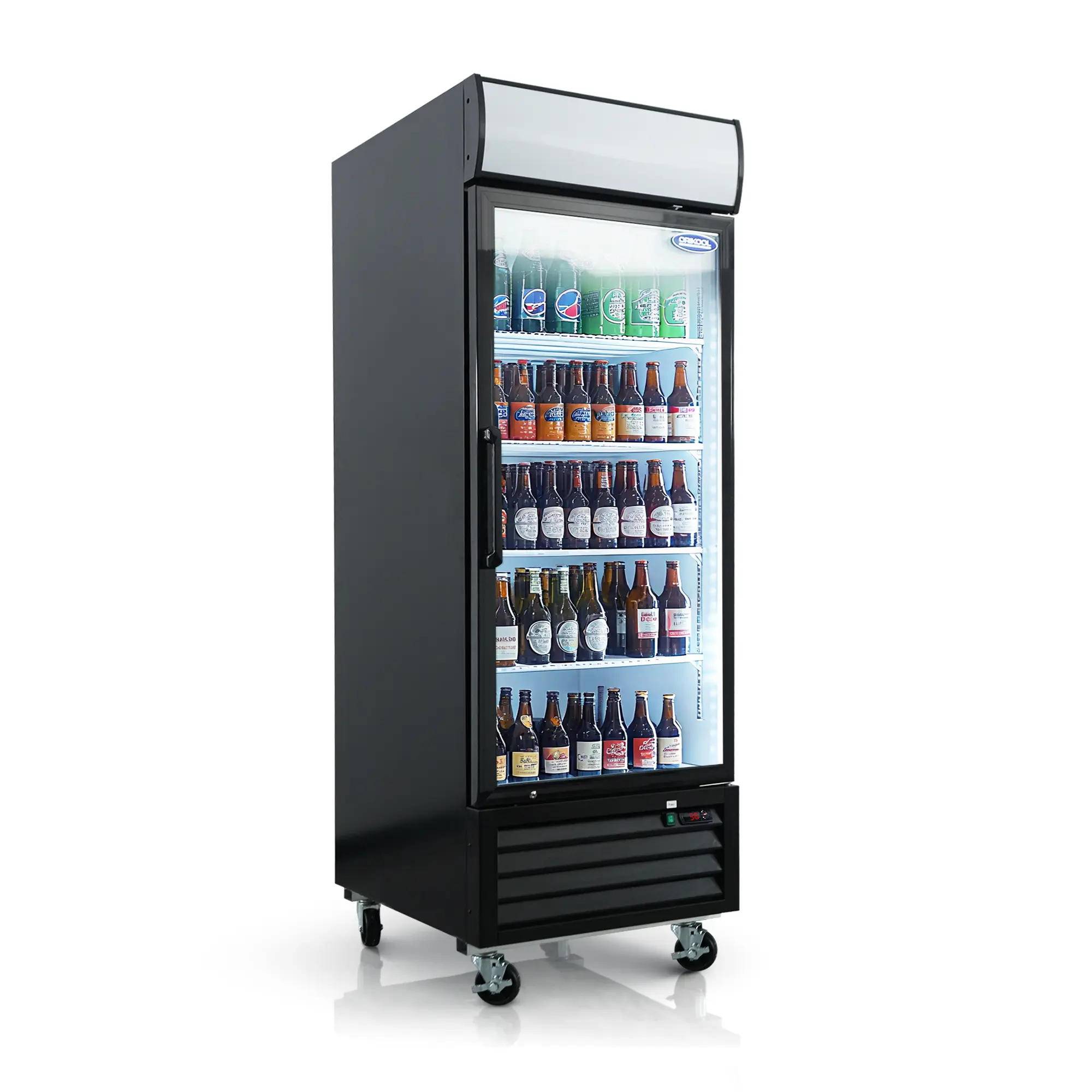 ARCH 19.3 Cu.ft Commercial Glass Door Merchandiser Refrigerator - Commercial-Grade Construction, Integrated LED Top Panel, High-Capacity Swing Door Cooler for High-Traffic Retail Environments, Restaurant, Grocery Store