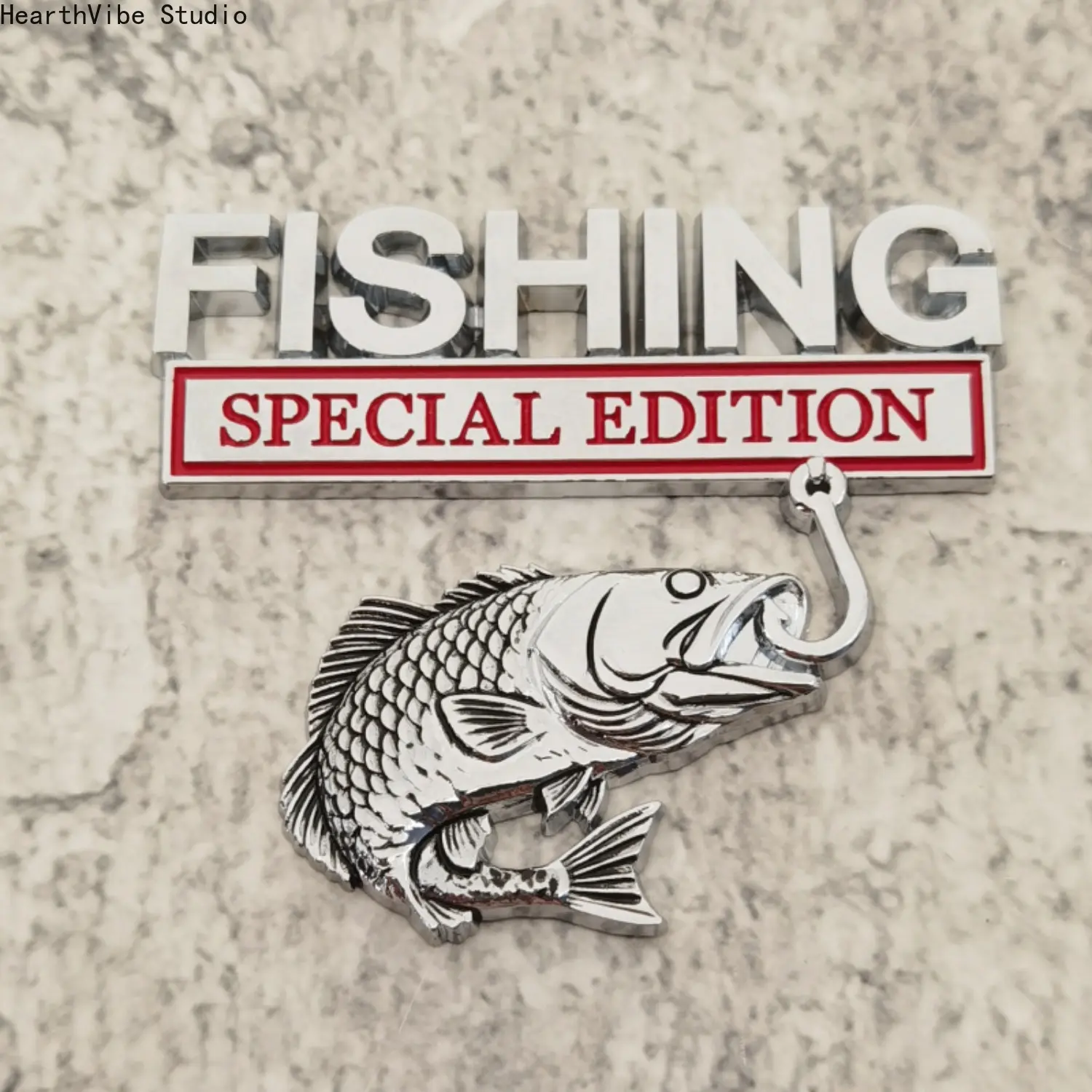 3D Metal Fishing Special Edition Car Emblem Badge HearthVibe Studio Bass Fish Auto Decal Sticker Heavy Duty Weatherproof Truck Fender Trunk Decor for Men