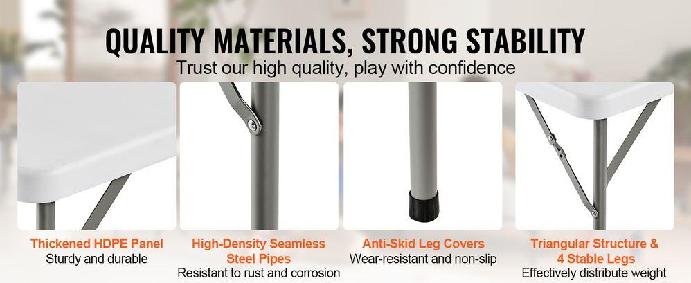 VEVOR Mahjong Table Fold-in-Half 4 Player Card Table & Wear-Resistant Tabletop