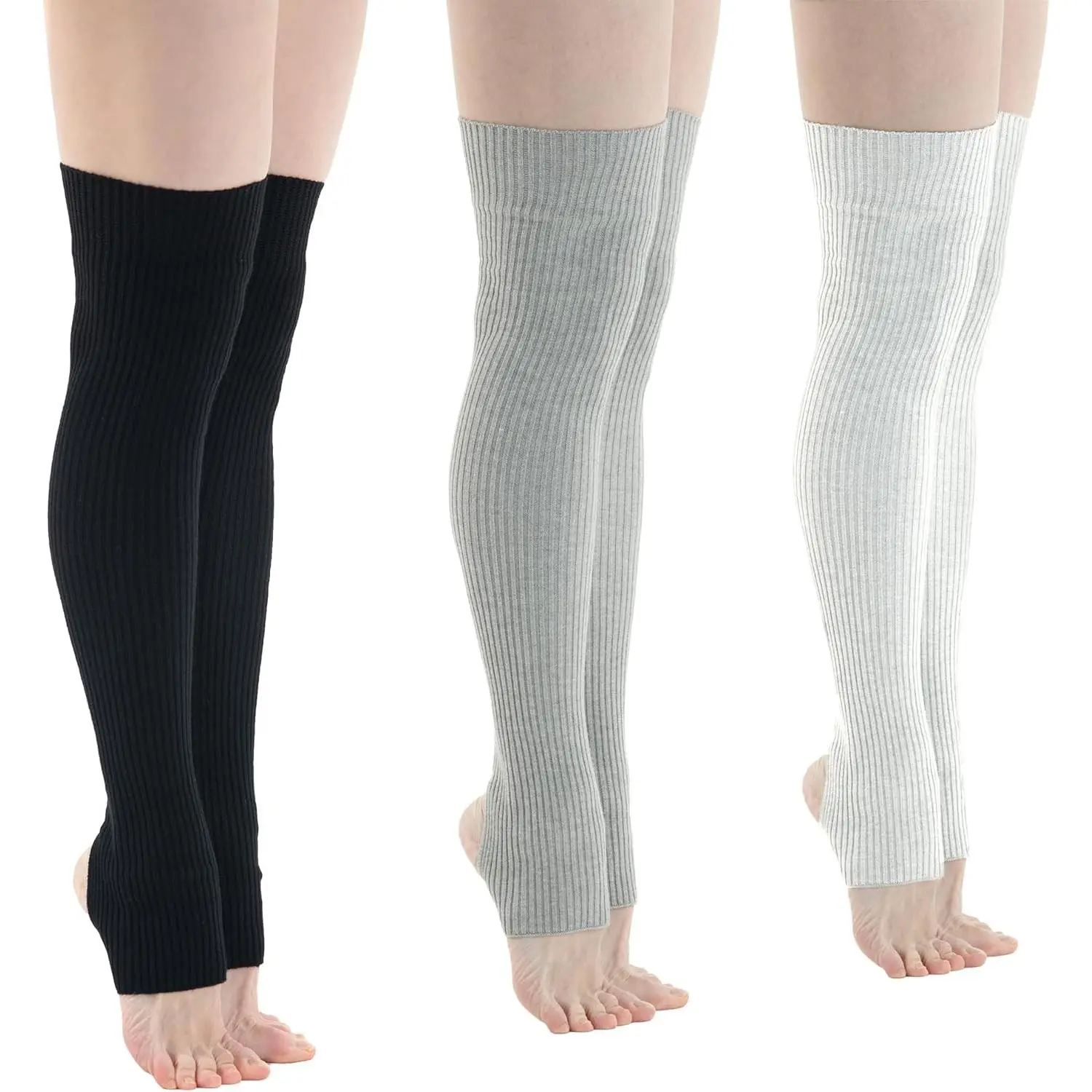 Leg Warmers & Socks for Women's Dance & Yoga - Open Toe & Heel - Eighty's 80s Ribbed Party & Sports Socks