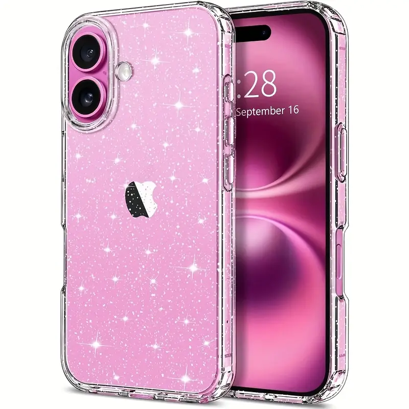 Glitter iPhone 17 Pro Max,16 Plus,15,14,13, Case, Glitter Cute Cover, Anti-scratch Soft TPU Shockproof Protective Phone Case for Women Girls, Casing, Phone Shell, Cellphone Accessories