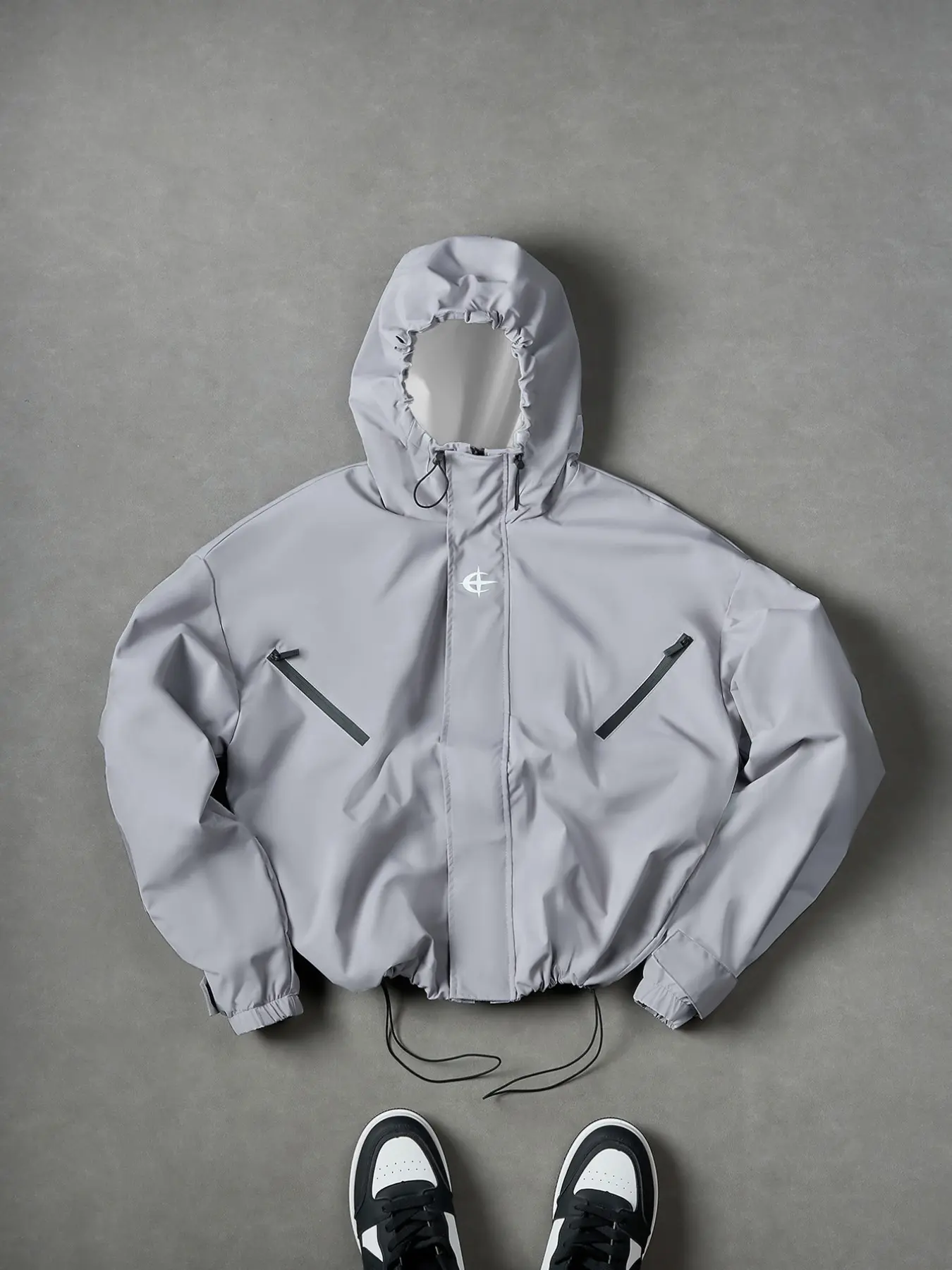 Men's Tactical Hooded Outdoor Raincoat, Waterproof Fabric, Multiple Zip Pockets, Spring & Fall Windproof Casual Jacket, Unisex Design