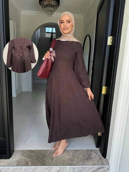 Women's Muslim Long Dress, Casual Style Back Tie Design, All Season Wearable, Elegant & Comfortable Fit, Perfect for Daily Use, Hijabi Cute Dresses