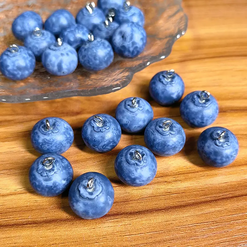 13pcs Resin Simulation Three-Dimensional Blueberry Fruit Jewelry Pendant Cute Food Earrings Necklace Keychain Additions
