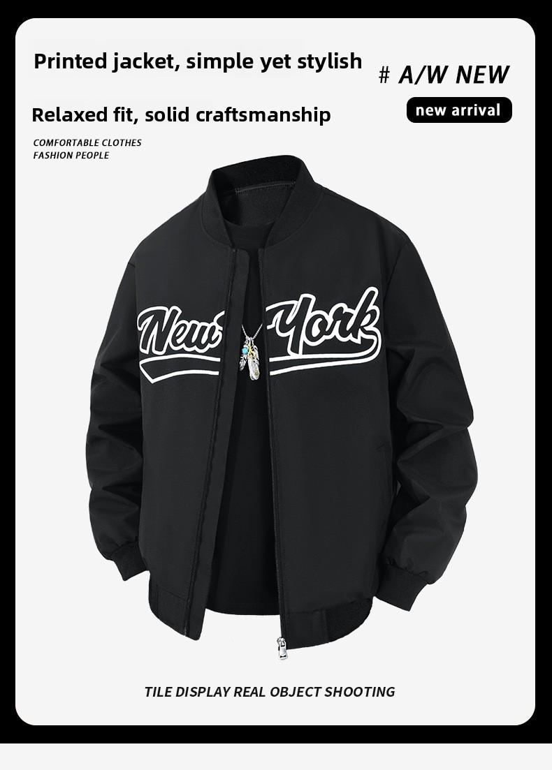 2026 New Men's Baseball Jacket with Stand Collar Popular American Style Jacket for Menswear Coats