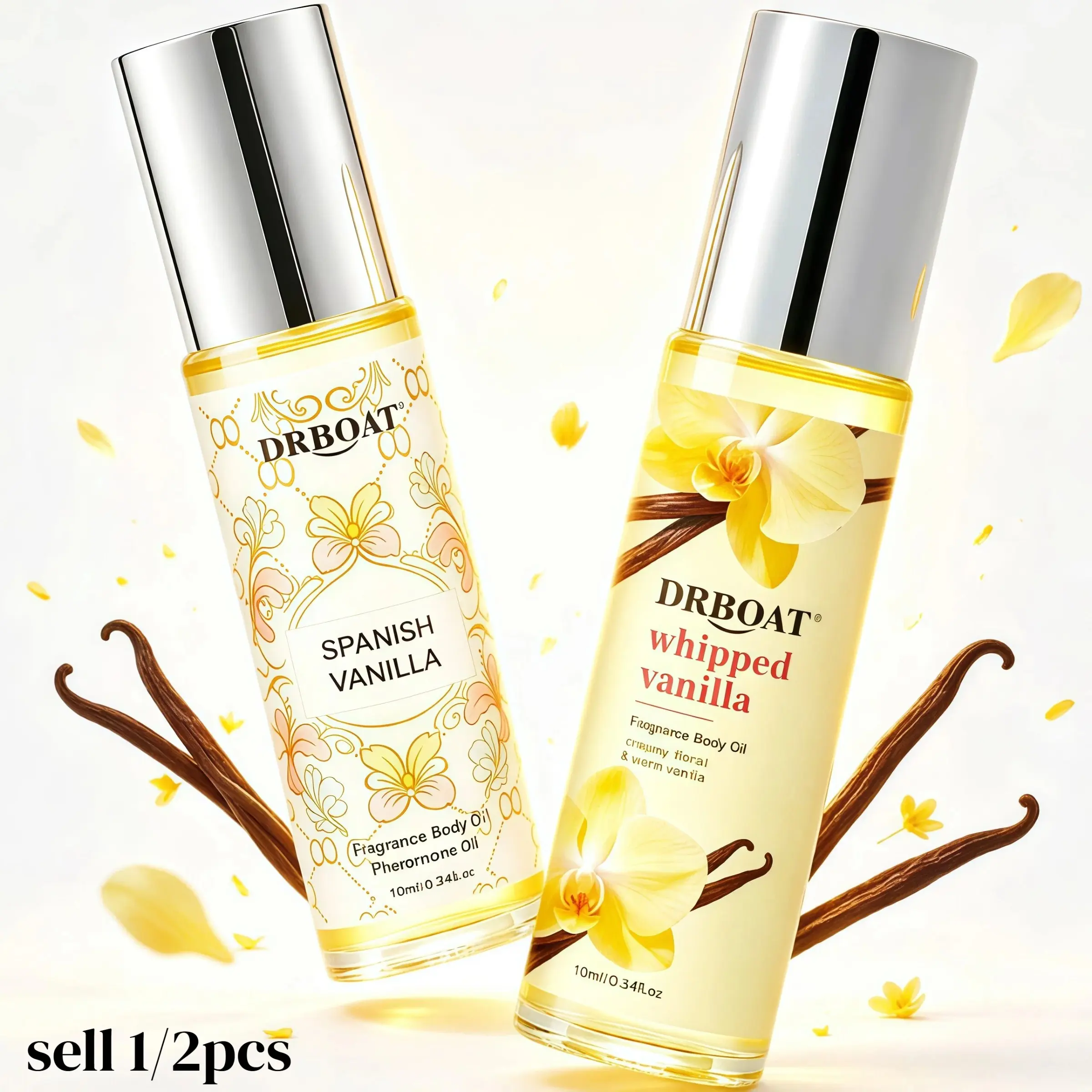 Perfume Set, Perfume Gift Sets - 2x10 ML Roll-on pheromone oil for Men & women with Spanish vanilla, Whipped vanilla, Long Lasting Eau de toilette, with fresh vanilla scent fragrance oil, for daily use, holiday gifts, party favors, travel