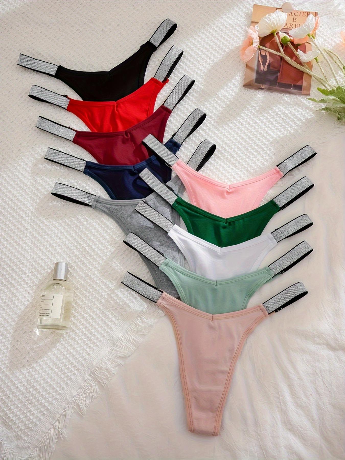 Women's Glitter Solid Color Drop Waist Thong, Regular Fit Casual Comfy Breathable Seamless Panty for Daily Wear, Ladies Underwear for All Seasons, Underwear for Women, Seamless Design