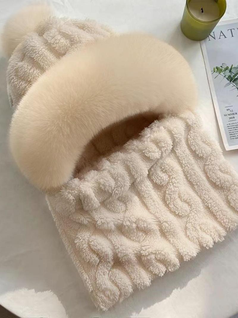 Fashion Striped Hat Scarf Combo, Fleece Lined Thick Windproof Cold-Resistant, Outdoor Hooded Mask for Cycling, Fall & Winter Unisex